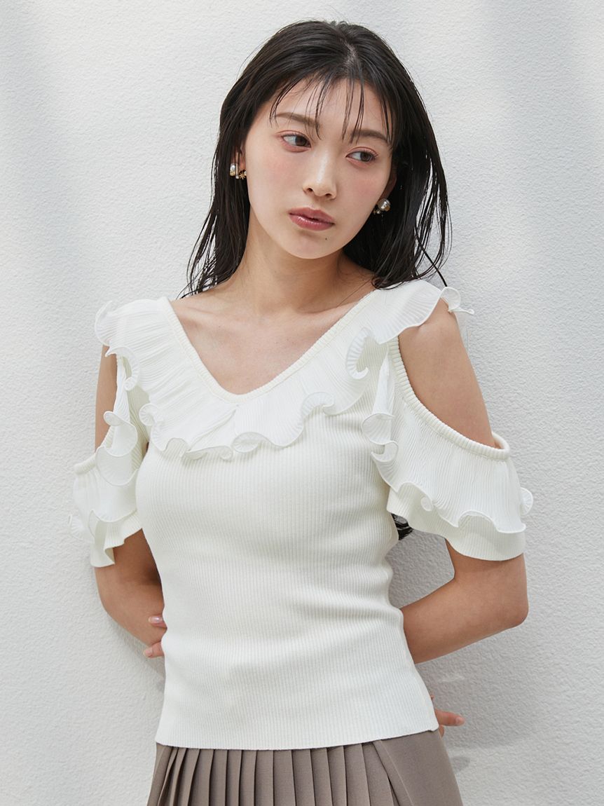 スナイデル SNIDEL トップス 25春夏 フリルプリーツニットプルオーバー SNIDEL SALE30%OFF スナイデル フリルプリーツニットプル