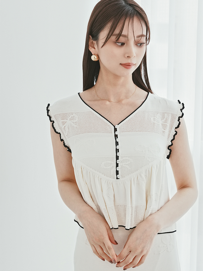 エンブレムジャガードニットプルオーバー(ニット)｜トップス