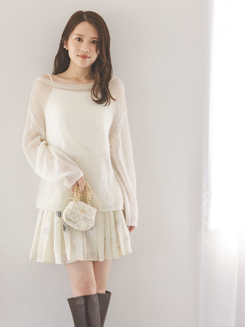 24SS✨TEVALT テバルト ウェーブシアースリーブニット ライトベージュ WEB限定カラーあり】シアーモヘヤルーズプルオーバー(ニット