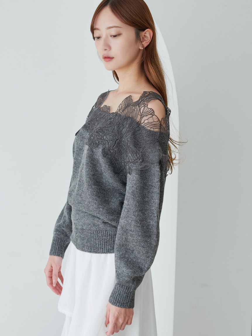 レーストリミングニットプルオーバー(ニット)｜トップス｜SNIDEL
