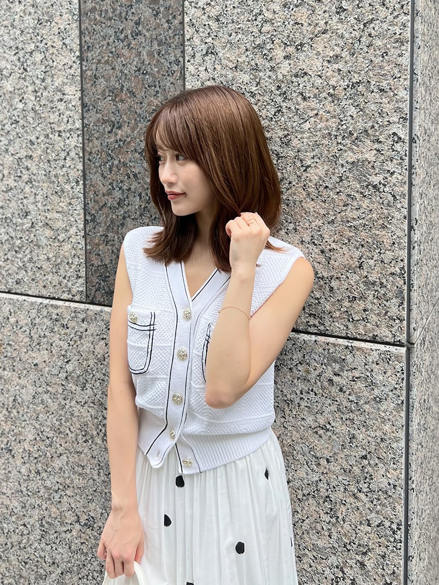 mmts0727　SNIDEL スナイデル　Sustainable Sustainableホルタージレ（ベスト）｜SNIDEL（スナイデル