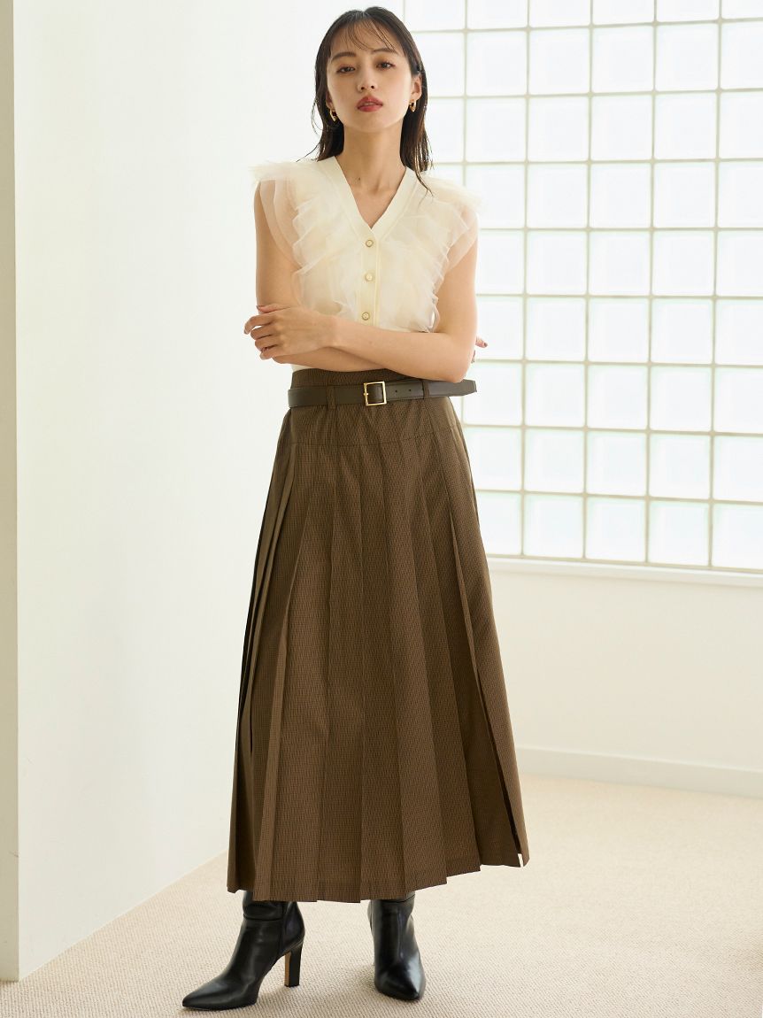 snidel / スナイデル  Susチュールフリルニットプルオーバー  25秋冬 SWNT254116 (10%OFF&PT5) snidel （スナイデル）Susチュールフリルニットプルオーバー 25