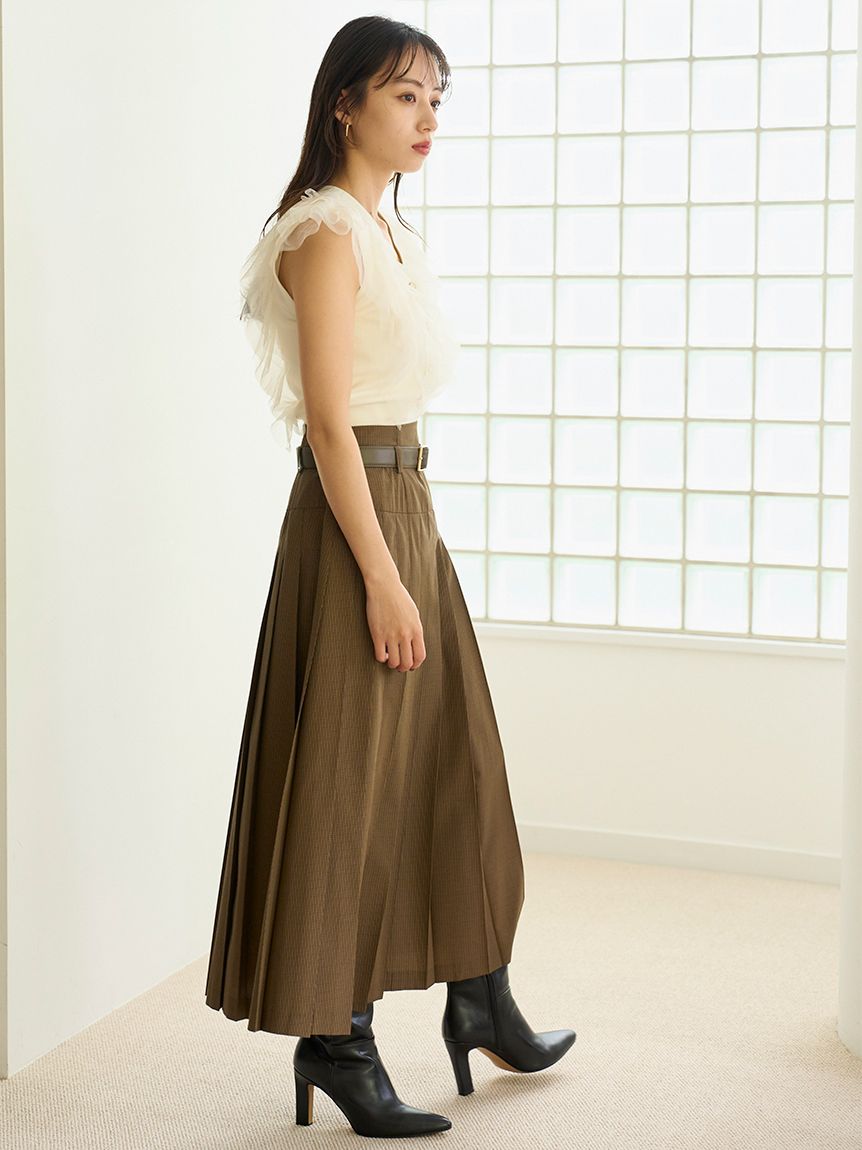 ＼期間限定10%OFF／1〜3日以内に発送/SNIDEL スナイデル  Sustainableチュールフリルニットプルオーバー SWNT254116 25FW キャンセル返品不可 Sustainableチュールフリルニットプルオーバー(ニット