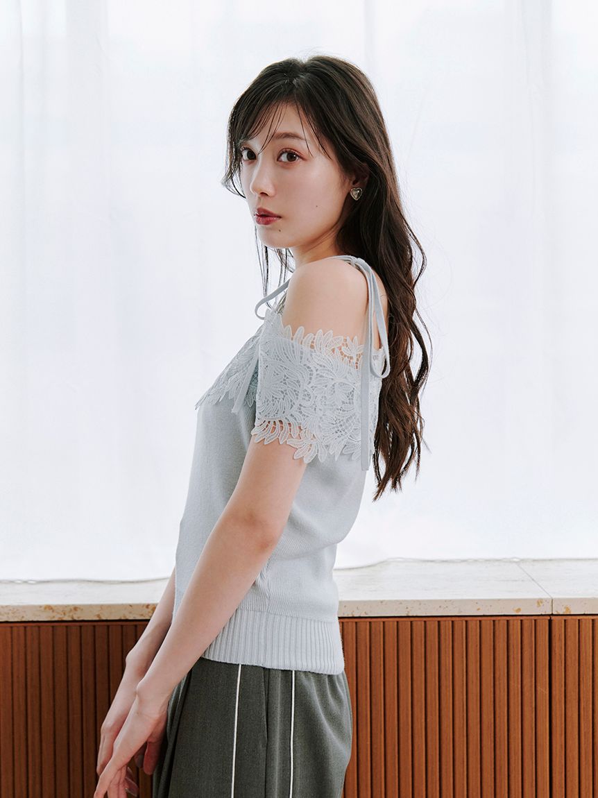 snidel アシメレースコンビニットプルオーバー SNIDEL（スナイデル）の「アシメレースコンビニットプルオーバー