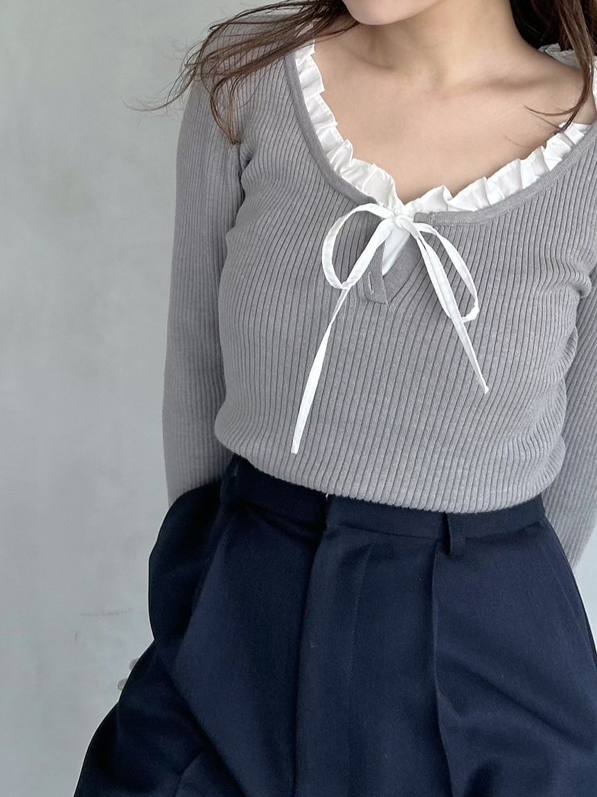 honokana♡2wayフリルドッキングニットトップス　スナイデル フリルドッキングニットプルオーバー(ニット)｜トップス｜SNIDEL