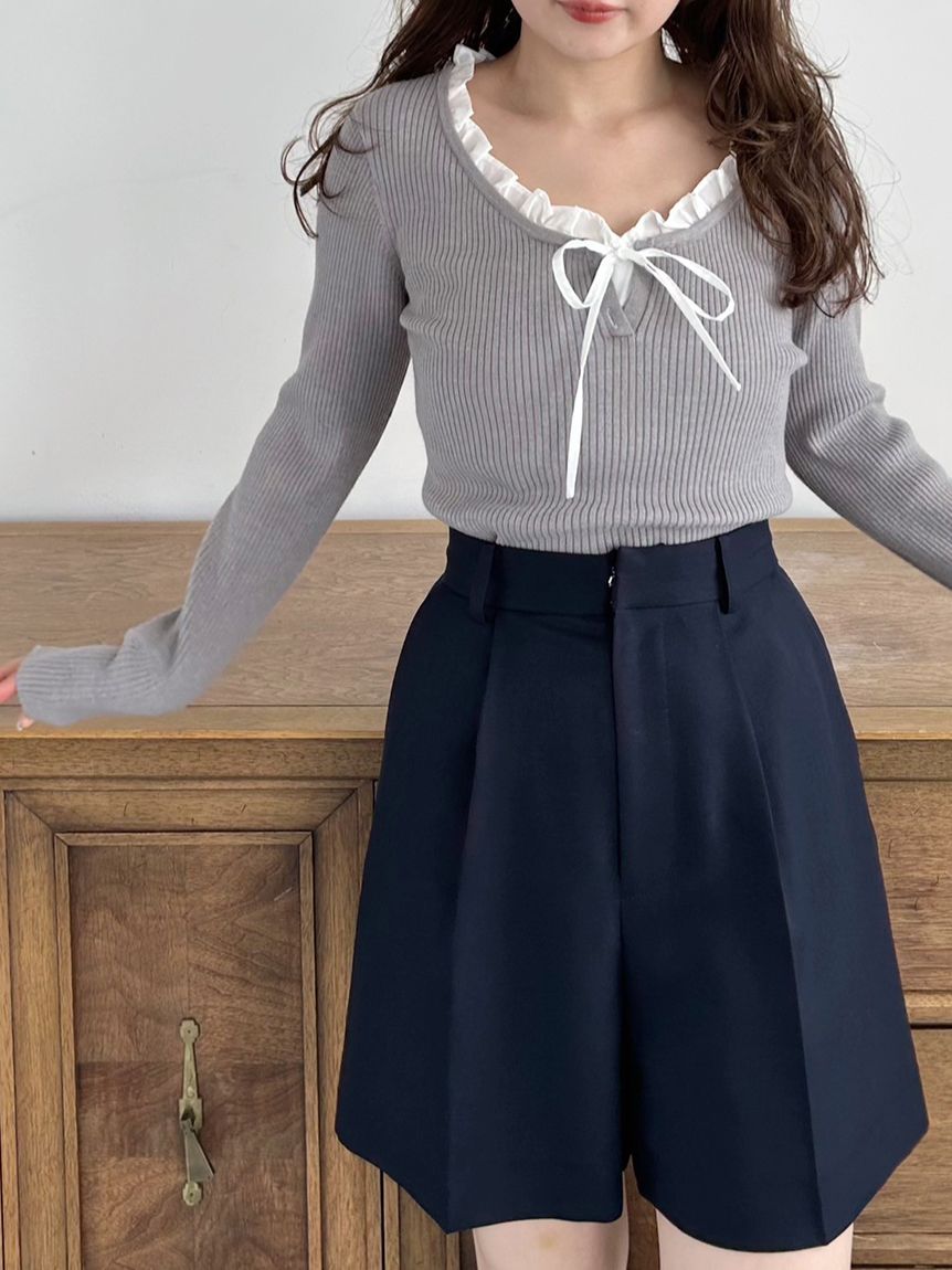 SNIDEL♡フリル　ニット　プルオーバー Amazon | [スナイデル] デザインフリルニットプルオーバー