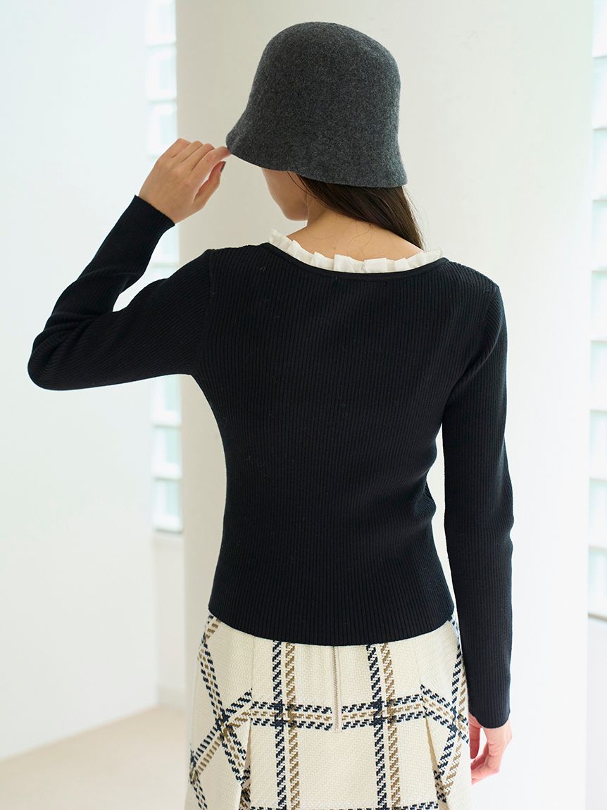 SNIDEL 新品タグ付 フリルドッキングニットプルオーバー フリルドッキングニットプルオーバー（ニット/セーター