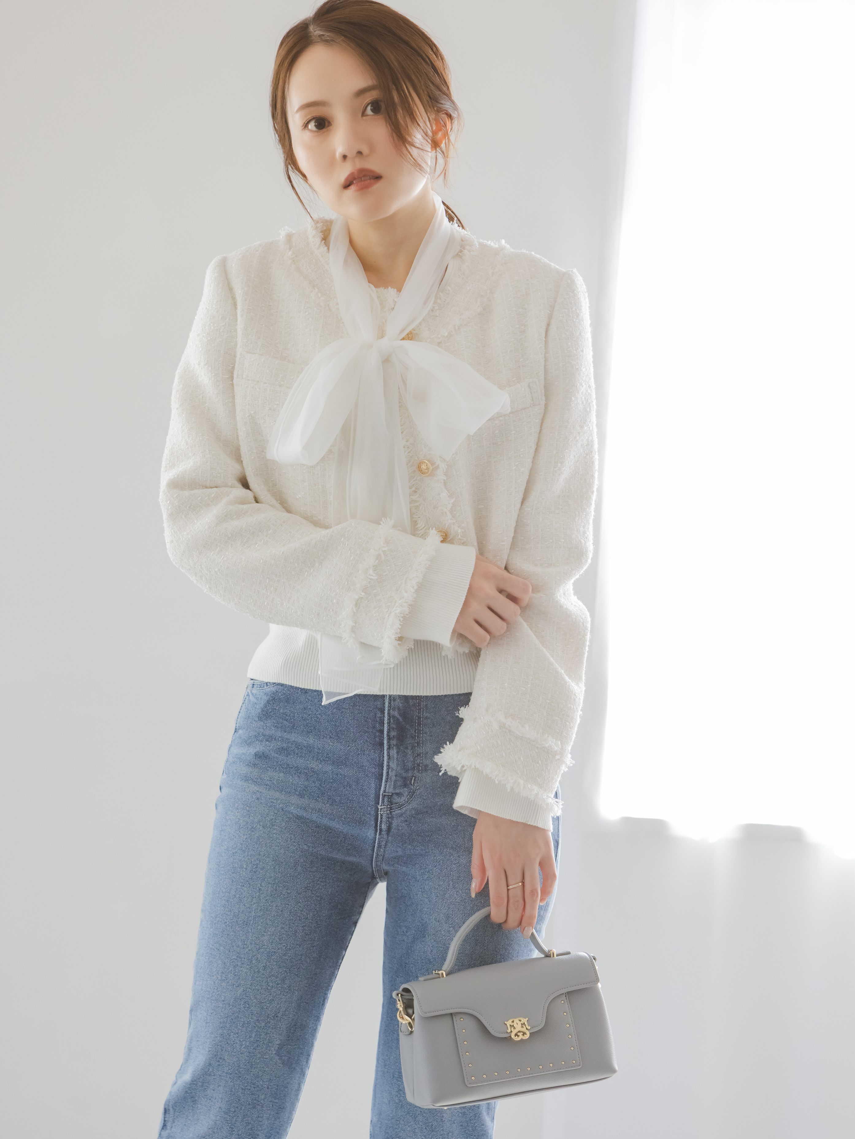 ニット セーター ニュアンスリボンニットプルオーバー レディース BEAMS HEART（ビームス ハート）リボン ニットプルオーバー