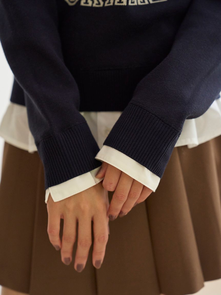 シャツドッキングジャガードニットプルオーバー(ニット)｜トップス