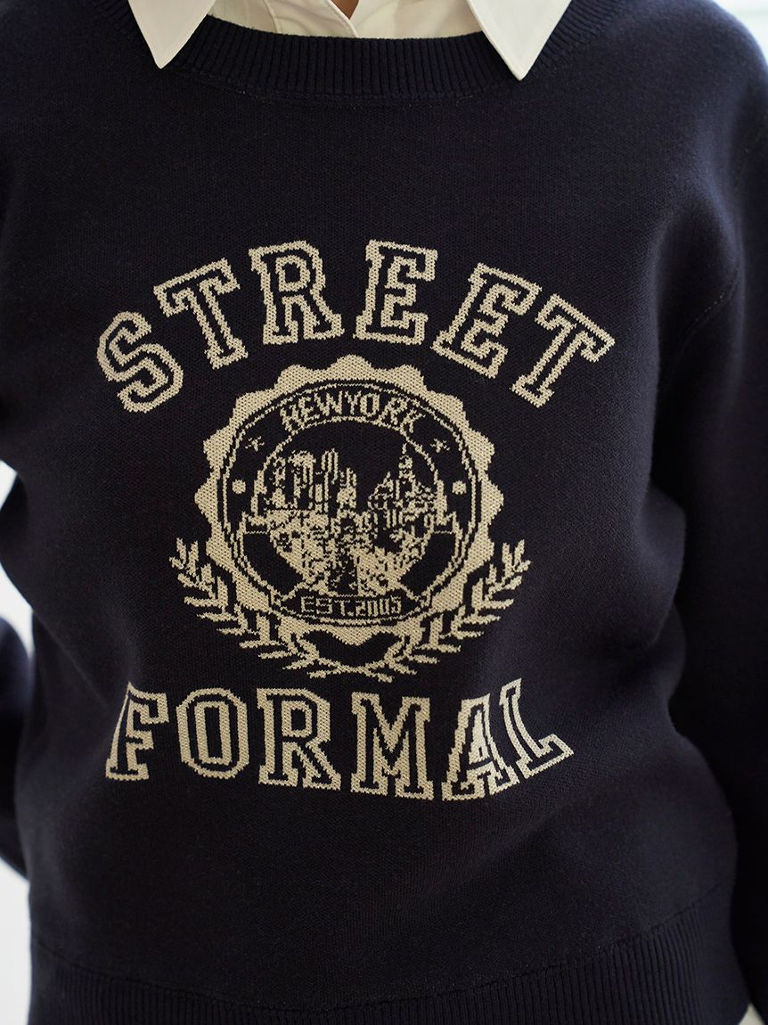 シャツドッキングジャガードニットプルオーバー(ニット)｜トップス