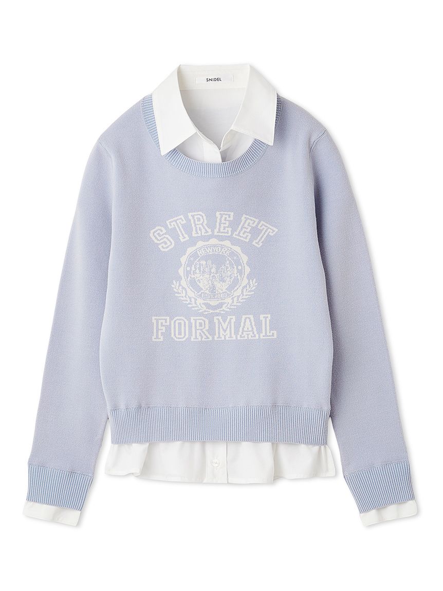 シャツドッキングジャガードニットプルオーバー(ニット)｜トップス