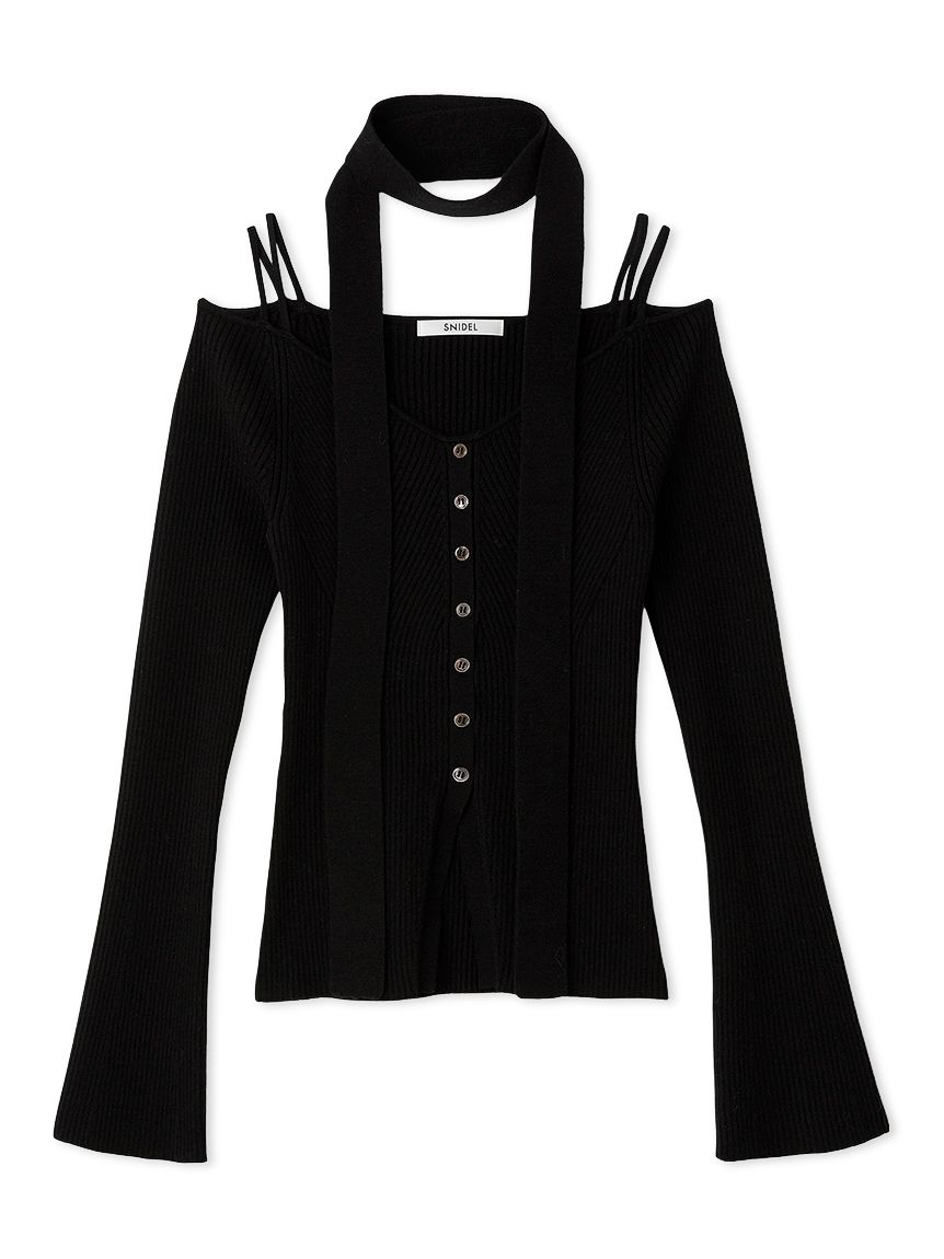 新品未使用☆即完売 SNIDEL スキッパーニットプルオーバー ネイビー タイ付きニットプルオーバー(ニット)｜トップス｜SNIDEL