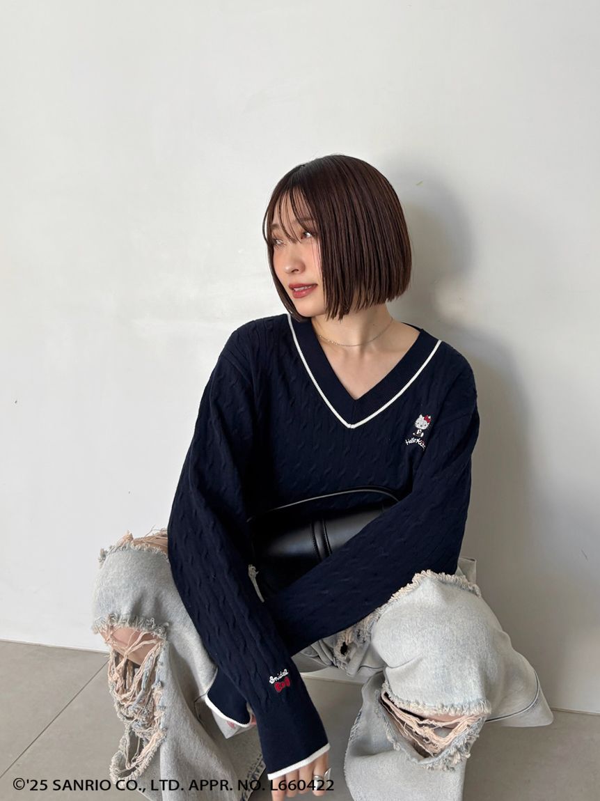 【HELLO KITTY】ニットプルオーバー & ニットショートパンツ WEB限定カラーあり】【HELLO KITTY】ニットプルオーバー(ニット