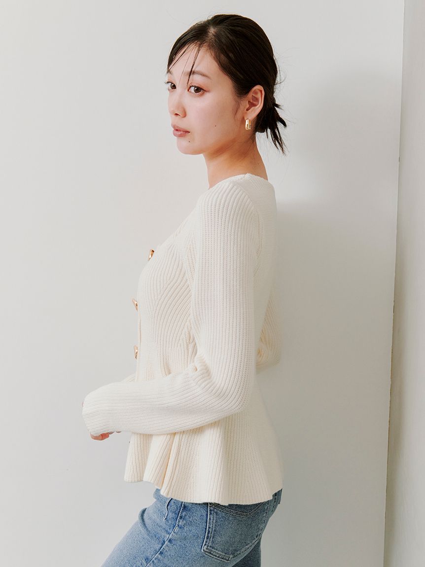 スクエアネックペプラムニットプルオーバー(ニット)｜トップス｜SNIDEL