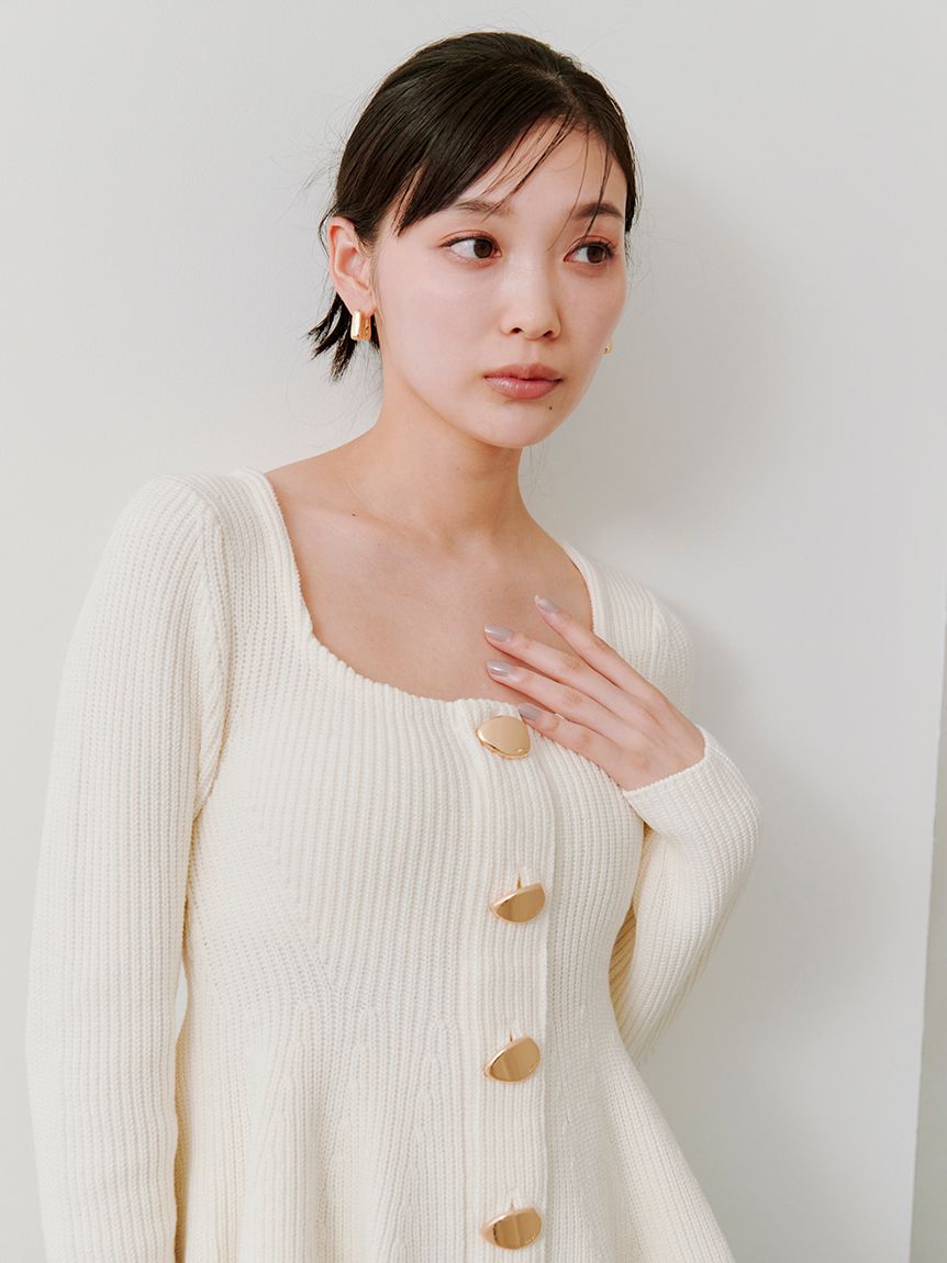 スクエアネックペプラムニットプルオーバー(ニット)｜トップス｜SNIDEL