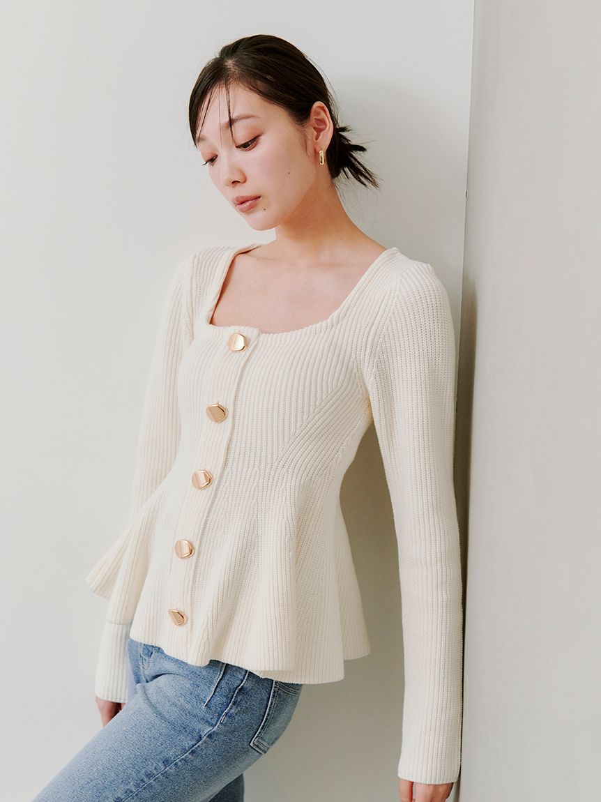 スクエアネックペプラムニットプルオーバー(ニット)｜トップス｜SNIDEL