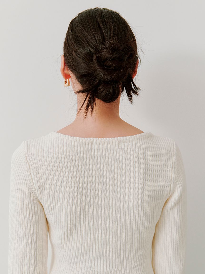 スクエアネックペプラムニットプルオーバー(ニット)｜トップス｜SNIDEL