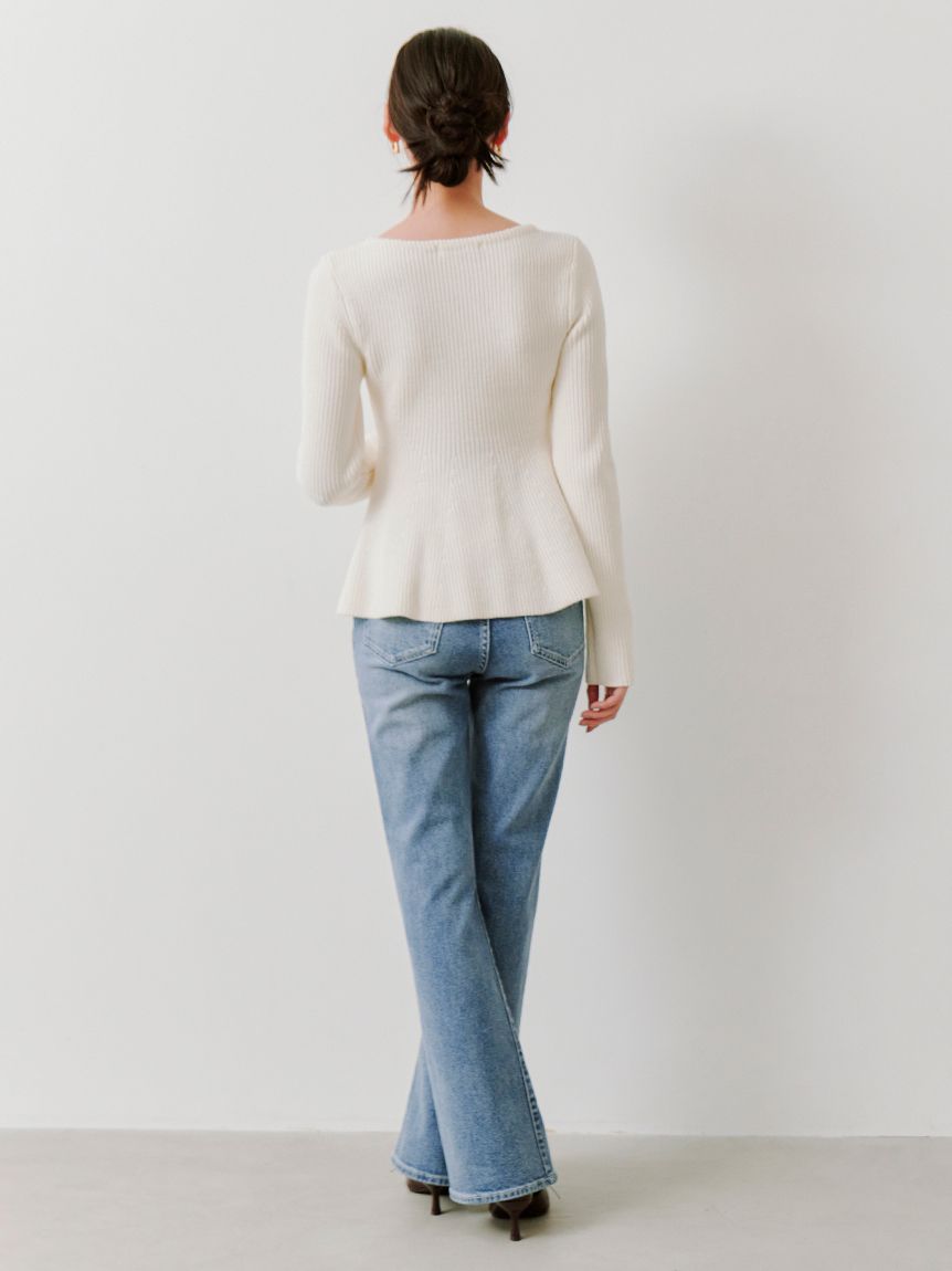 スクエアネックペプラムニットプルオーバー(ニット)｜トップス｜SNIDEL