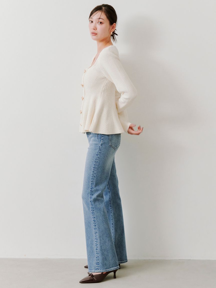 スクエアネックペプラムニットプルオーバー(ニット)｜トップス｜SNIDEL