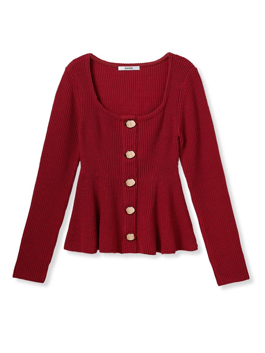 SNIDEL スクエアネックペプラムニットプルオーバー スクエアネックペプラムニットプルオーバー（ニット/セーター