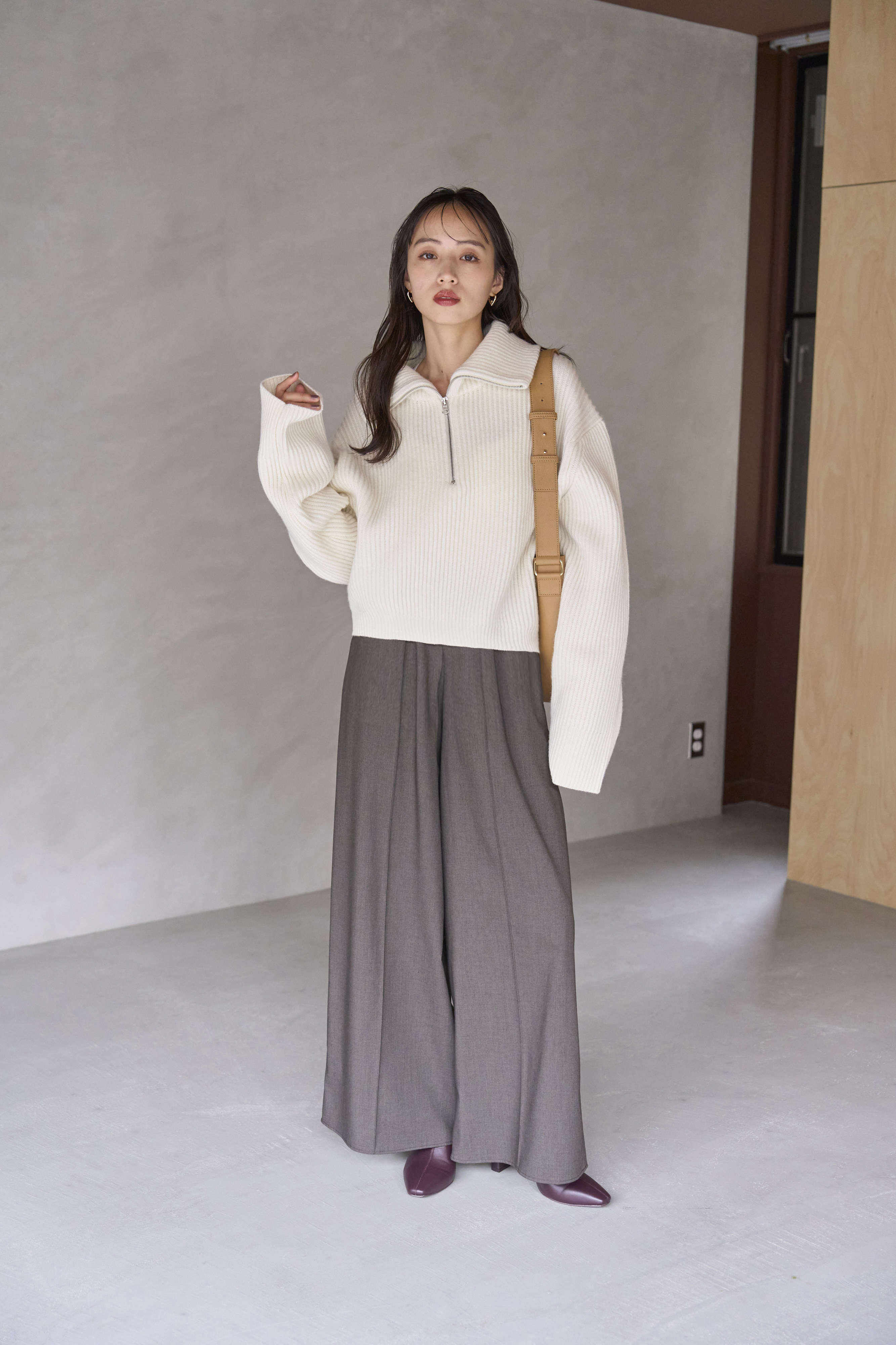 ウールハーフジップニットプルオーバー(ニット)｜トップス｜SNIDEL