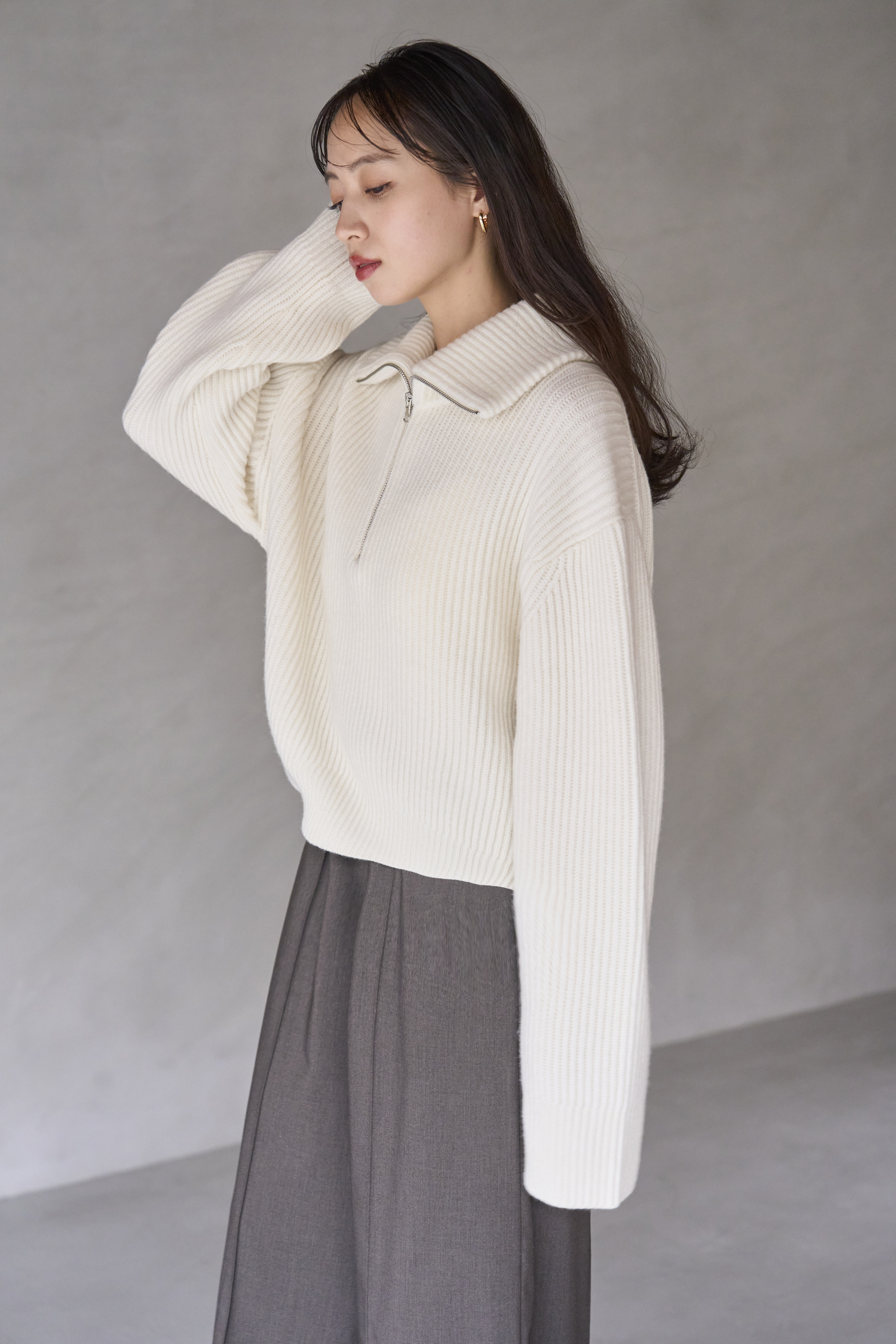 ウールハーフジップニットプルオーバー(ニット)｜トップス｜SNIDEL