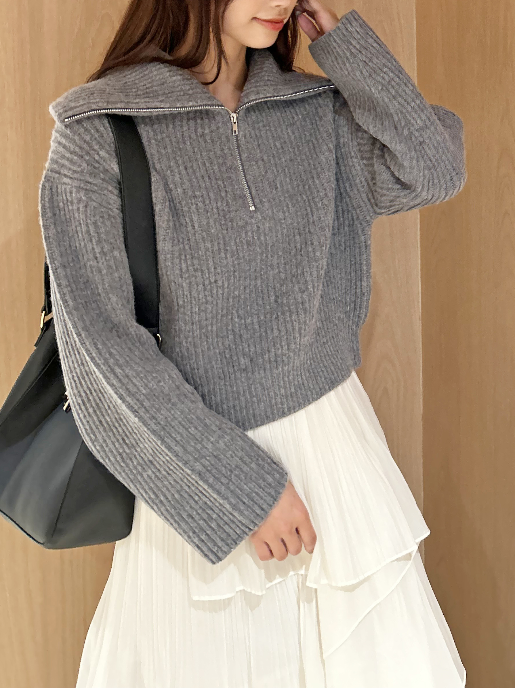 ウールハーフジップニットプルオーバー(ニット)｜トップス｜SNIDEL