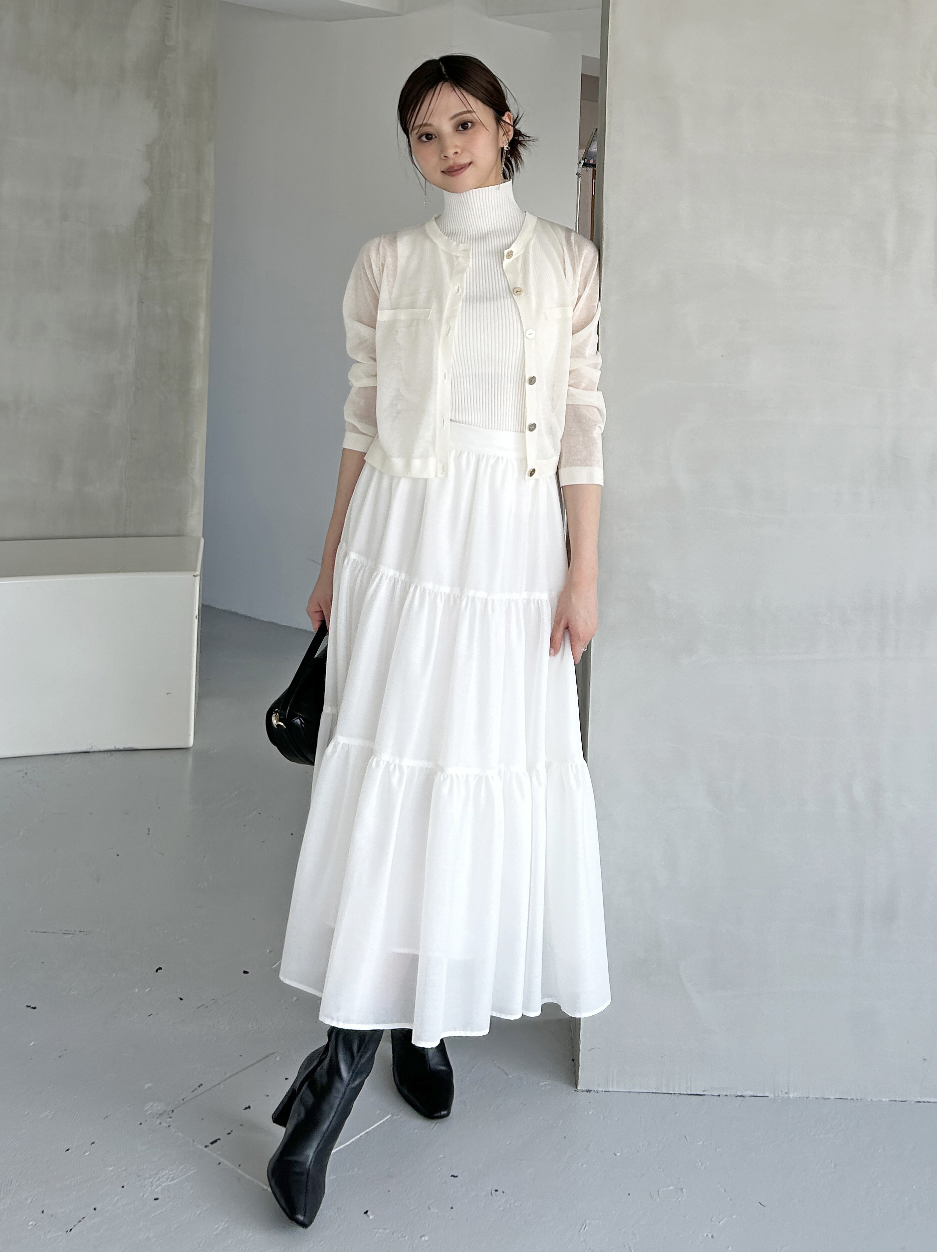 Sustainableメタルボタンシアーカーディガン(ニット)｜トップス