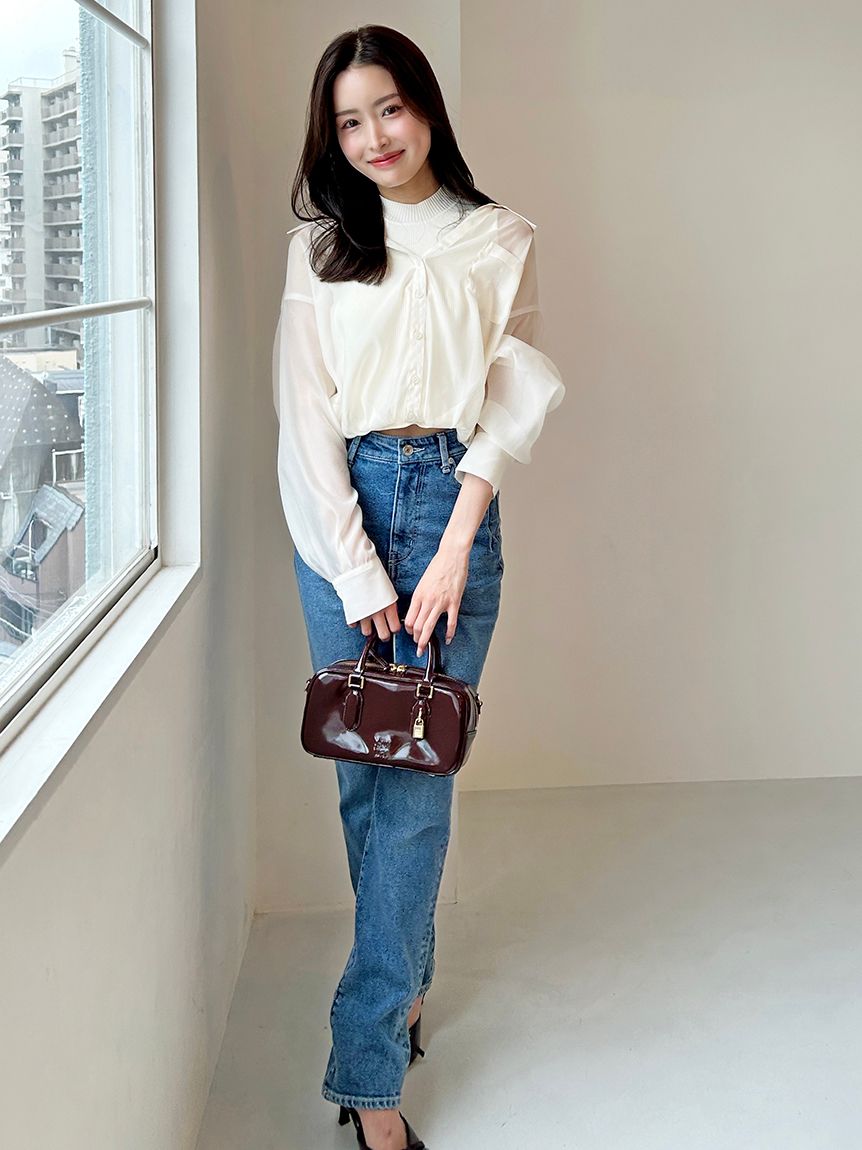 Sustainableシアーシャツドッキングプルオーバー(ニット)｜トップス