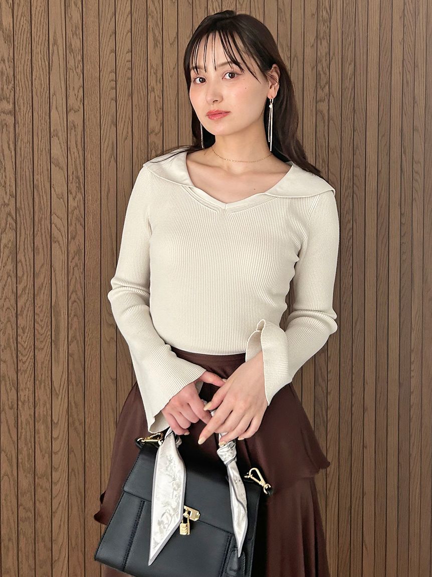 スナイデル　SNIDEL オフショル衿ニットプルオーバー オフショル衿ニットプルオーバー（ニット）｜SNIDEL（スナイデル