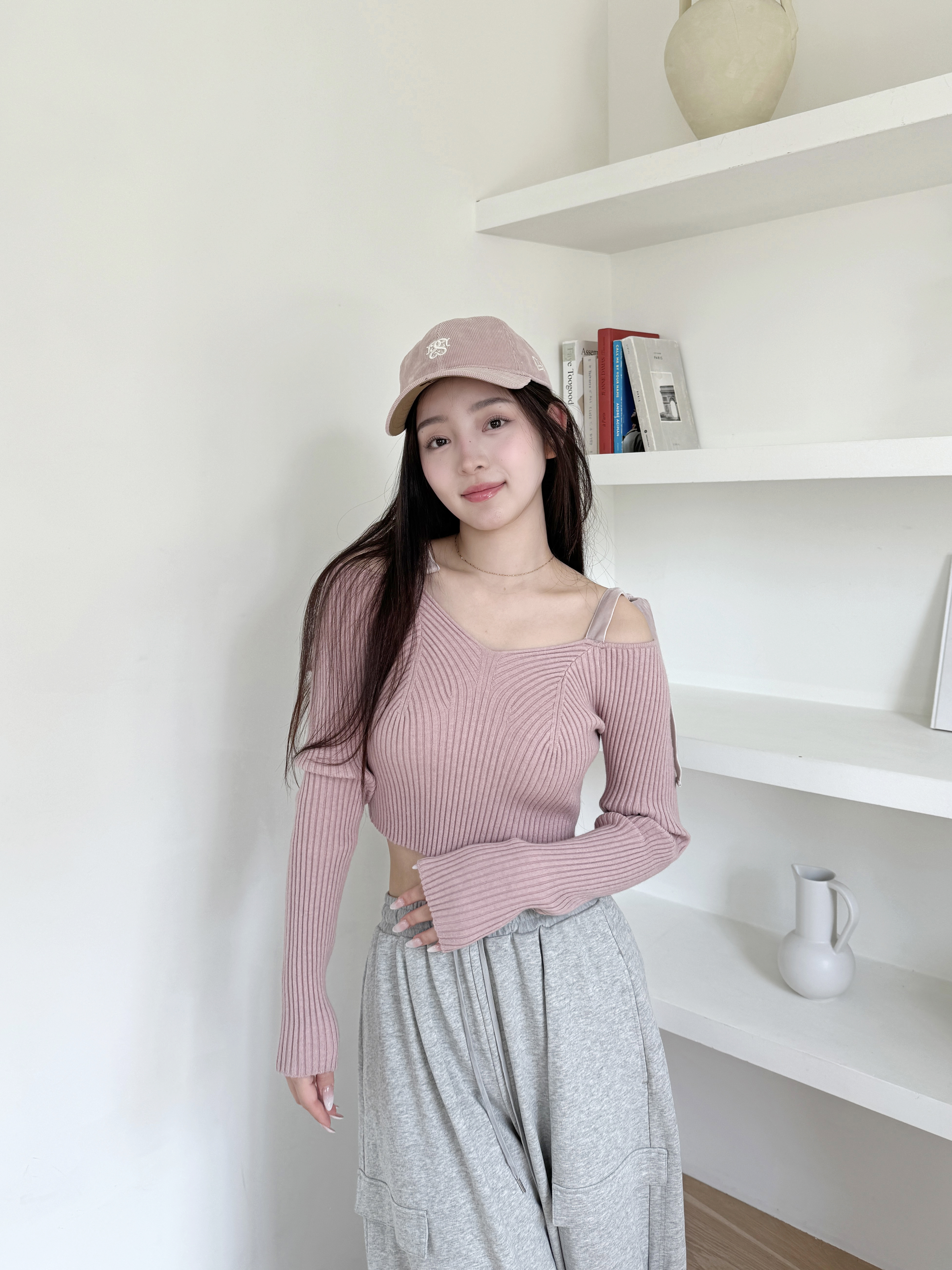 3回着用 美品 SNIDEL リボン付きオフショルダーセーター ミント