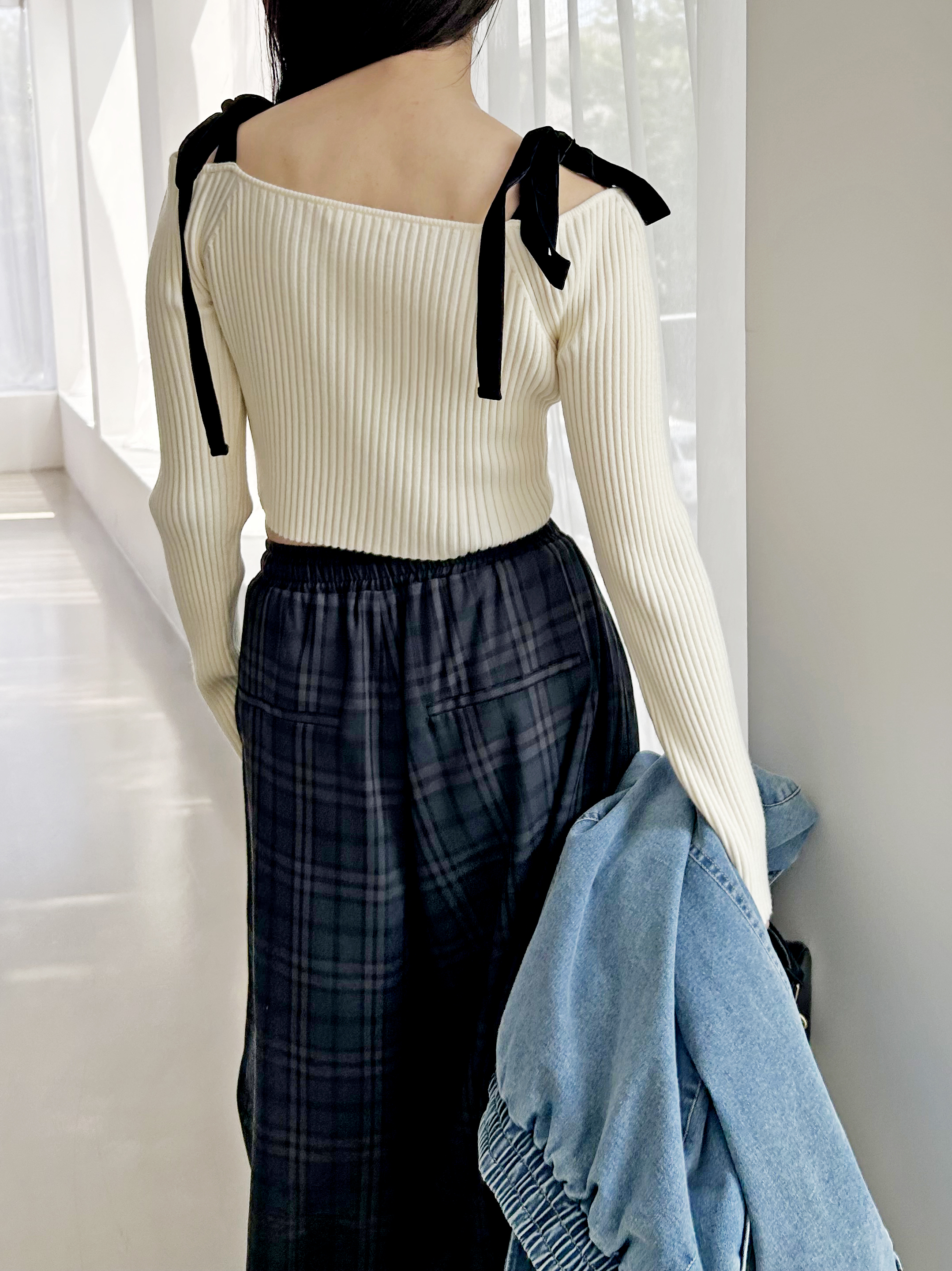 SNIDEL スナイデル　オフショルダーリボンニット ピンク SNIDEL（スナイデル） ニット セーター ショルダーリボンオフショル