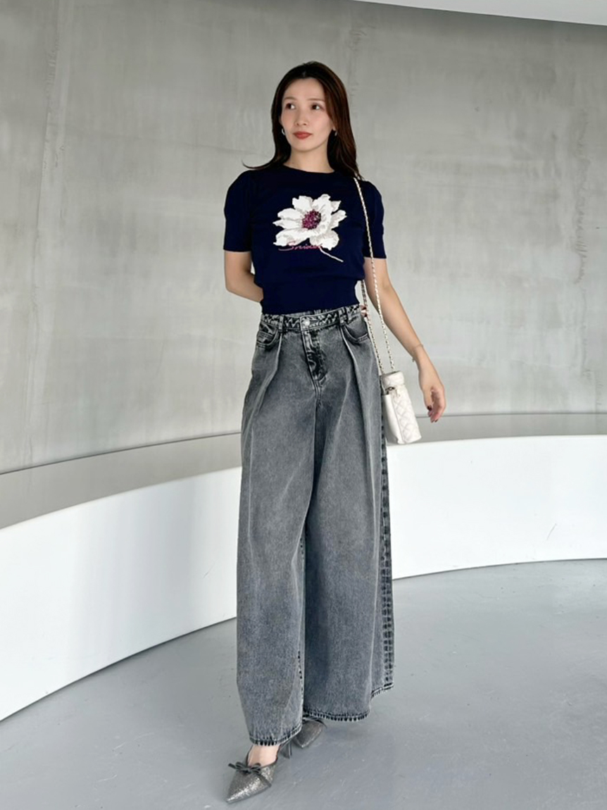 FLOWER COLLECTION】ジャガードニットプルオーバー(ニット)｜トップス