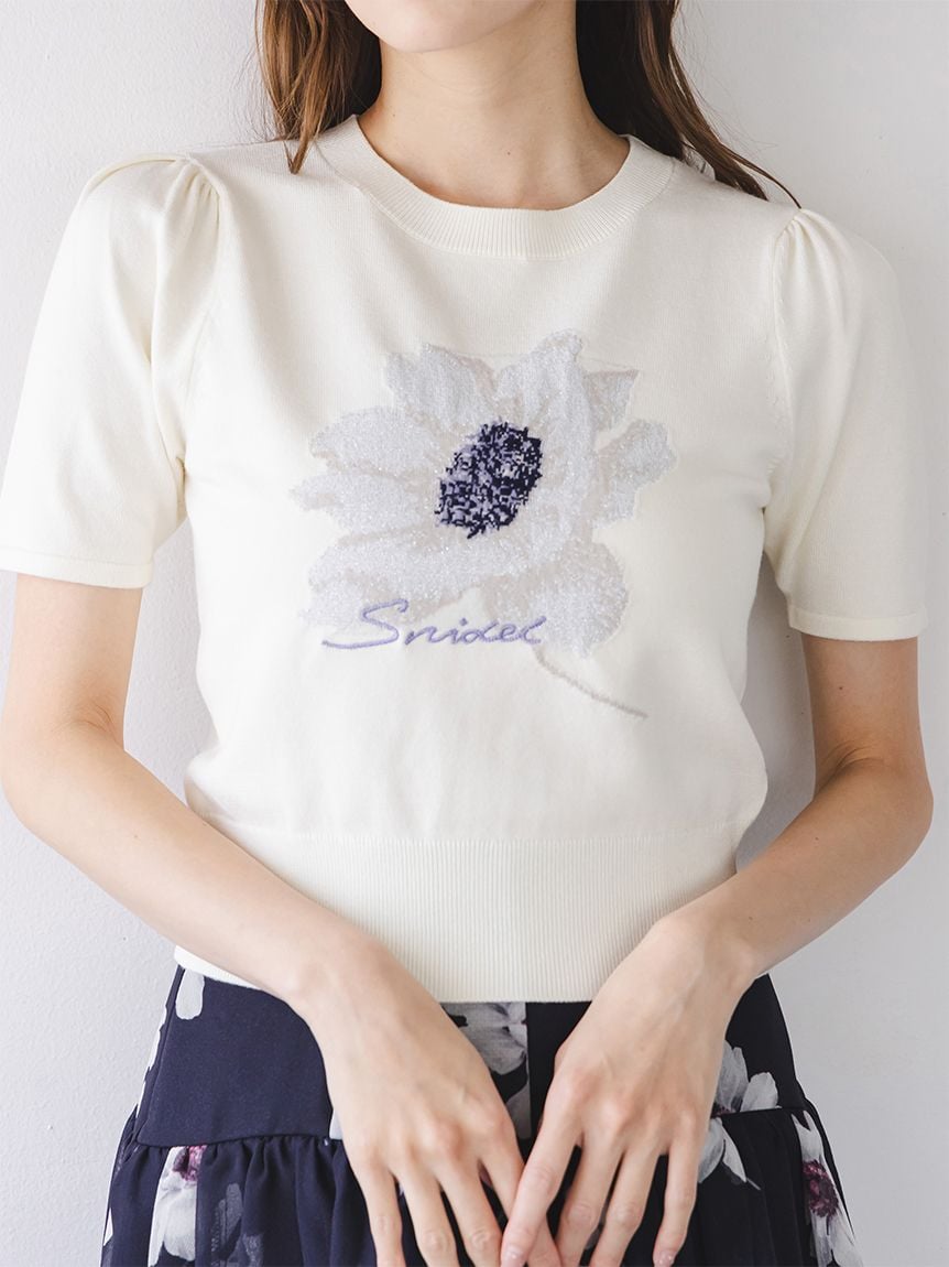 FLOWER COLLECTION】ジャガードニットプルオーバー(ニット
