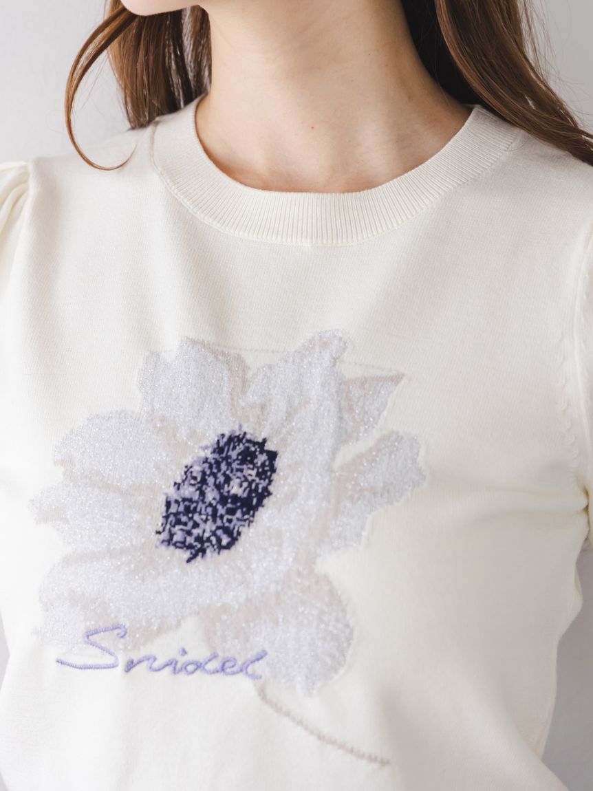 FLOWER COLLECTION】ジャガードニットプルオーバー(ニット)｜トップス