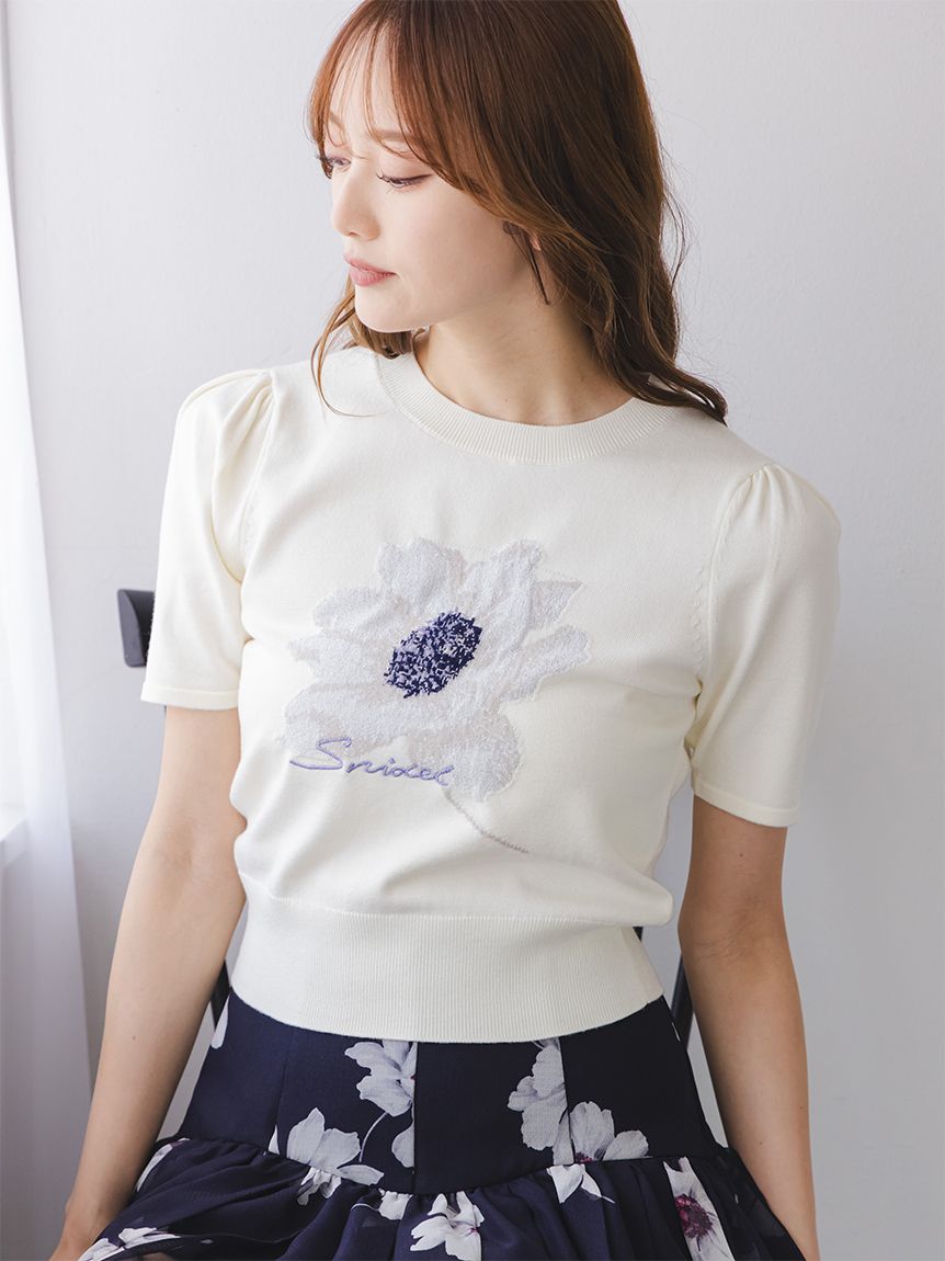 FLOWER COLLECTION】ジャガードニットプルオーバー(ニット