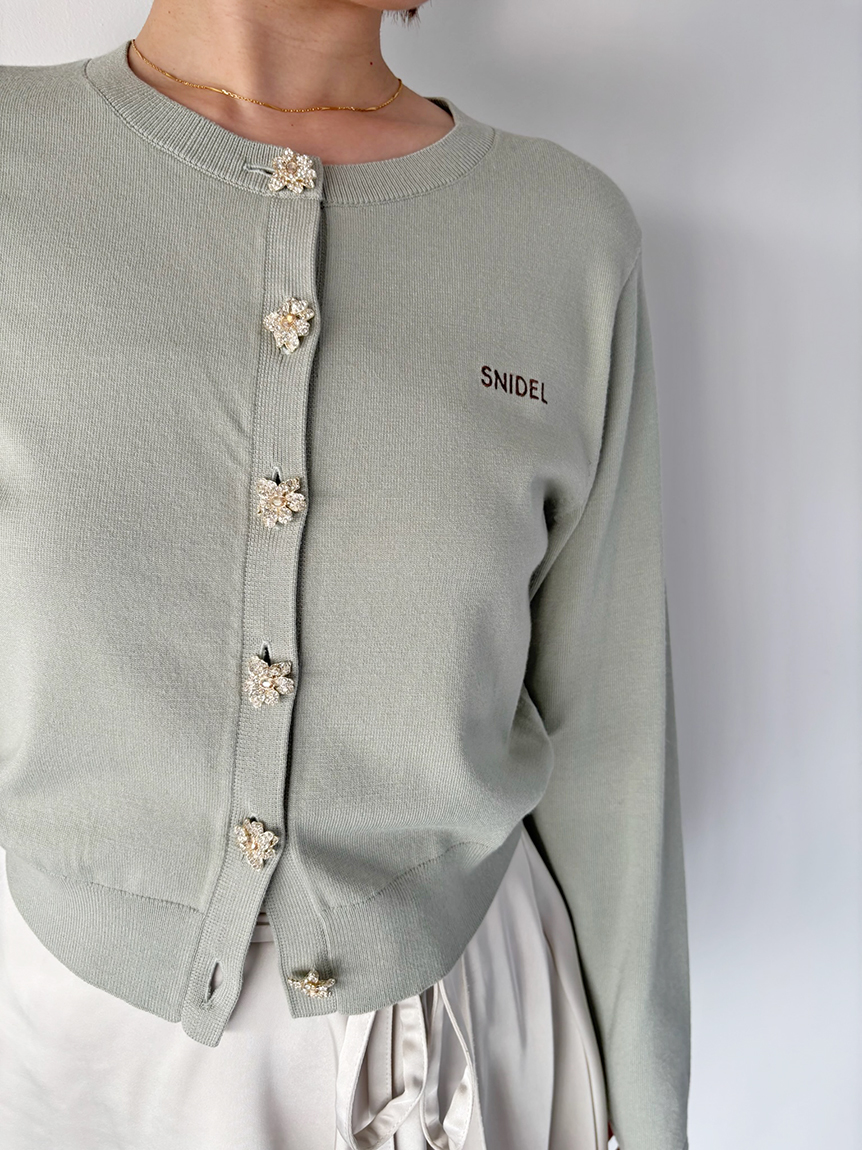 FLOWER COLLECTION】ビジューボタンニットカーディガン