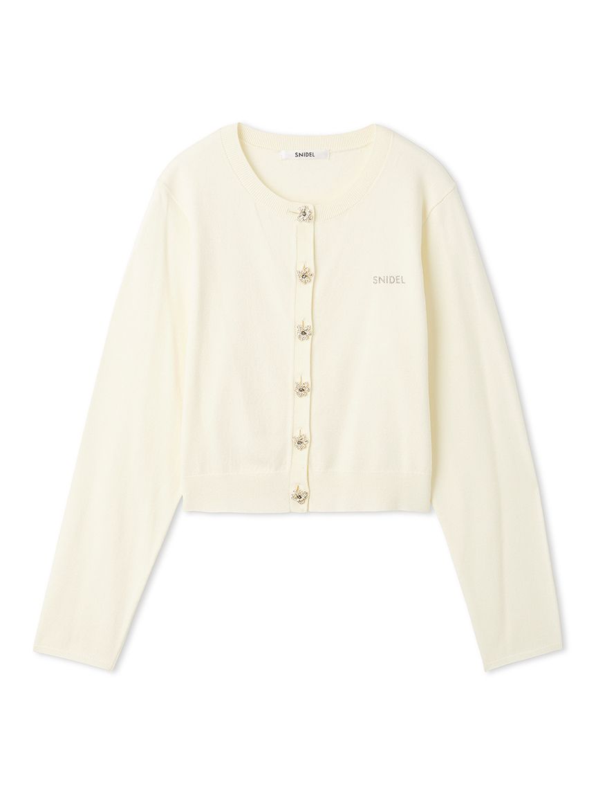 FLOWER COLLECTION】ビジューボタンニットカーディガン