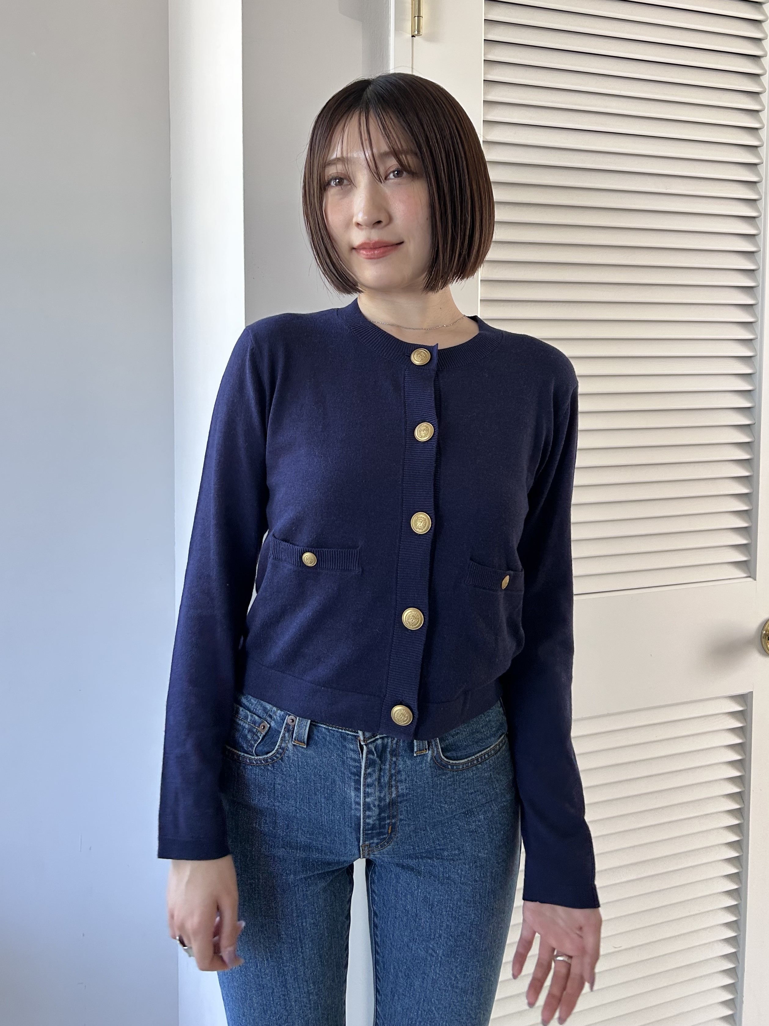 バーバリーブルーレーベル　カーディガン　パーカー金ボタン HARUKA DESIGN】ゴールドボタンカーディガン｜トップス 長袖