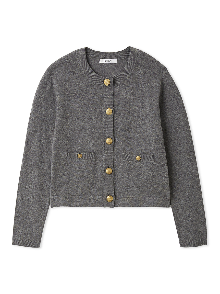【新品】　SNIDEL シャギーカーディガン 金ボタン　モカ　スナイデル 金ボタンカーデ(カーディガン)｜トップス｜SNIDEL(スナイデル)の通販