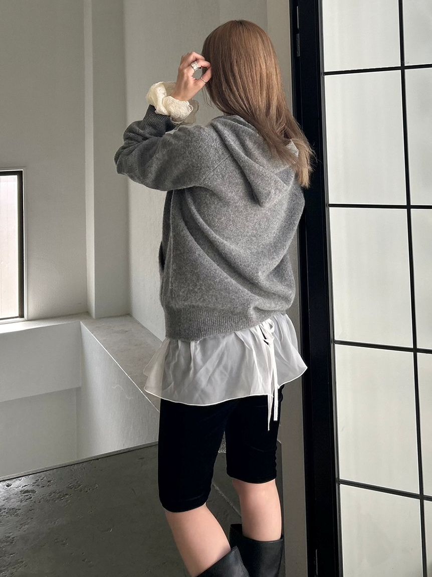 【新品】SNIDEL×LACOSTE ニットフーディー GRY フリー 新品】SNIDEL×LACOSTE ニットフーディー GRY フリー