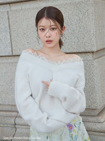 フォックス衿レースプルオーバー(ニット)｜トップス｜SNIDEL