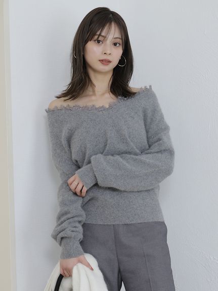 フォックス衿レースプルオーバー(ニット)｜トップス｜SNIDEL