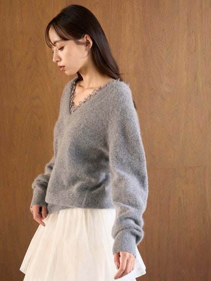 フォックス衿レースプルオーバー(ニット)｜トップス｜SNIDEL