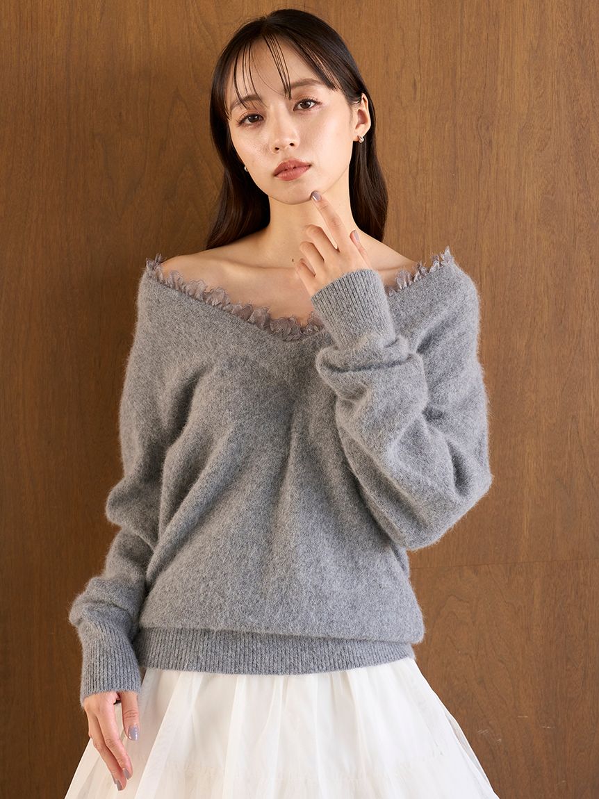 フォックス衿レースプルオーバー(ニット)｜トップス｜SNIDEL