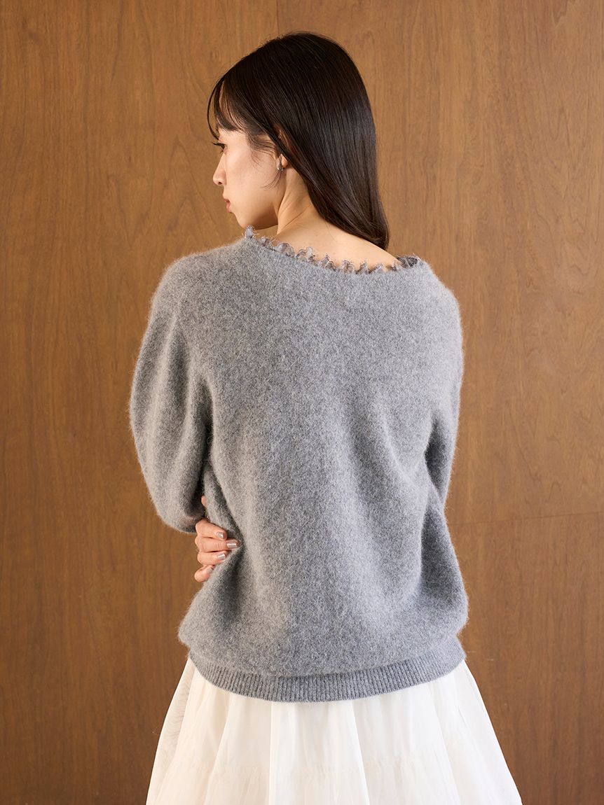 【値下げ】SNIDEL ミニブローチプルオーバー SNIDEL（スナイデル） トップス 25秋冬 レースカラーニットプル