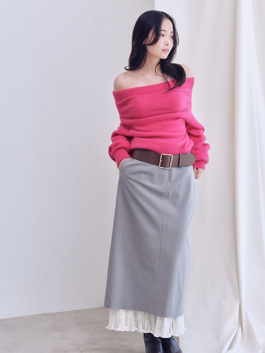 HIGH QUALITY/カンヘウォン着用】フォックスカシミヤオフショルプル