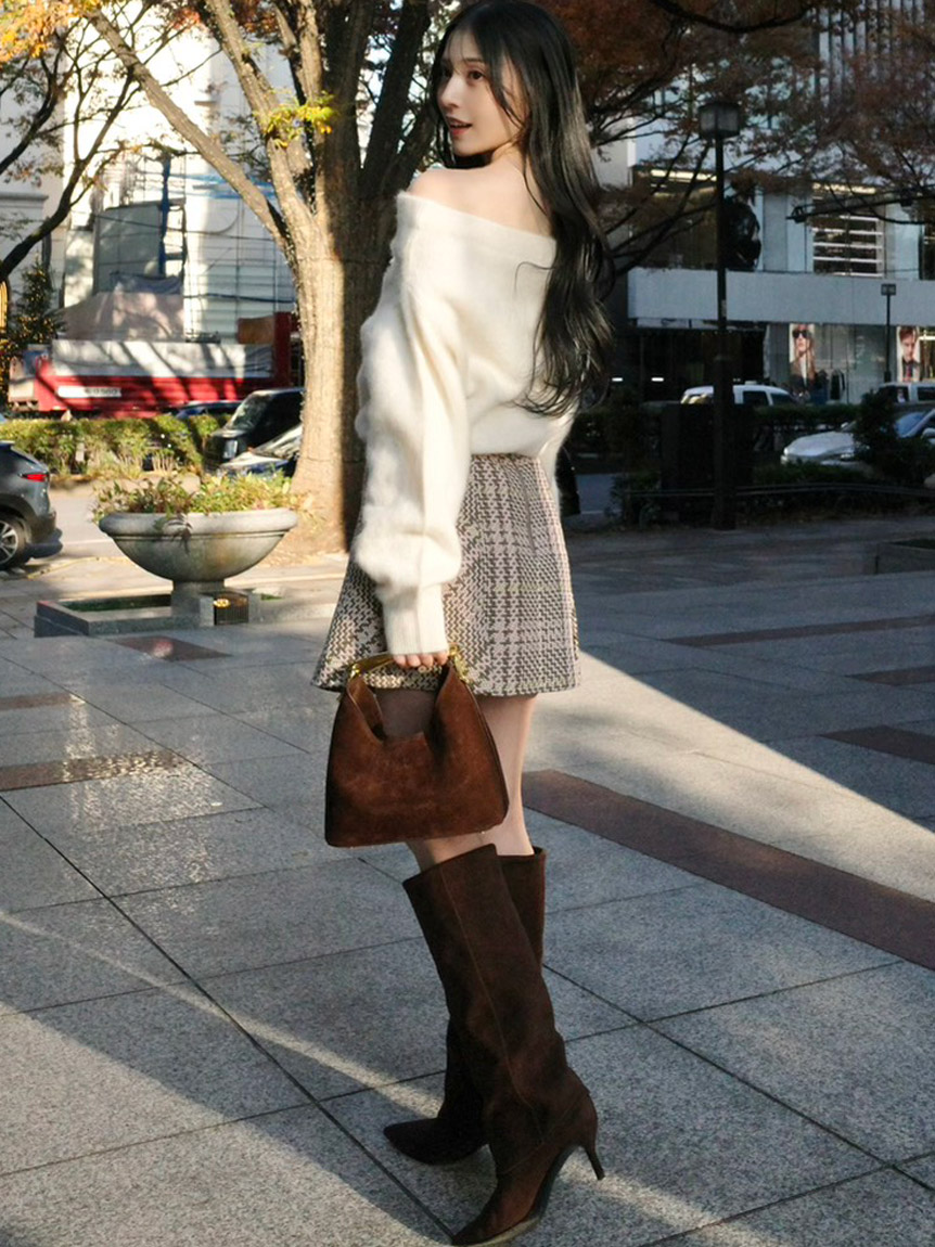 HIGH QUALITY/カンヘウォン着用】フォックスカシミヤオフショルプル