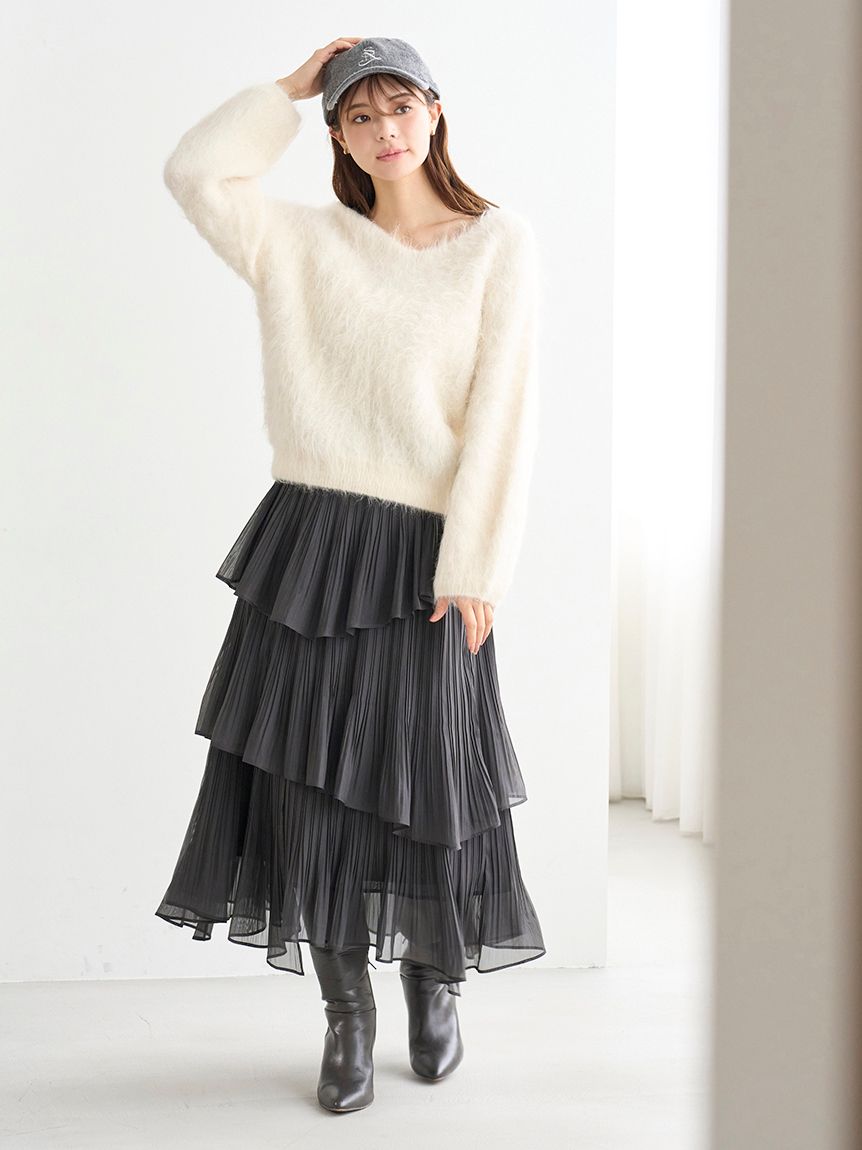 HIGH QUALITY】スリアルパカVネックプルオーバー(ニット)｜トップス