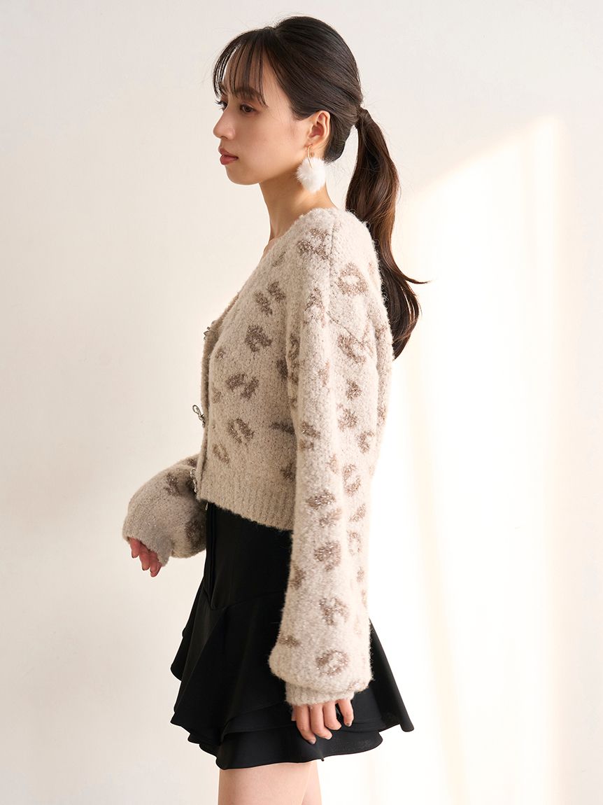 ビジューリボンショートカーディガン(カーディガン)｜トップス